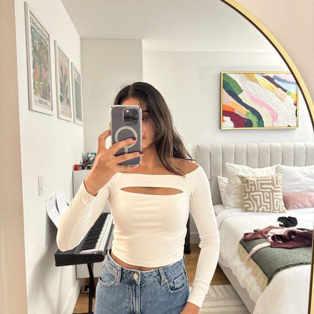 Abercrombie Boat Neck Cut Out Shirt